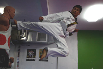 flying side kick in martial arts classes in burnaby